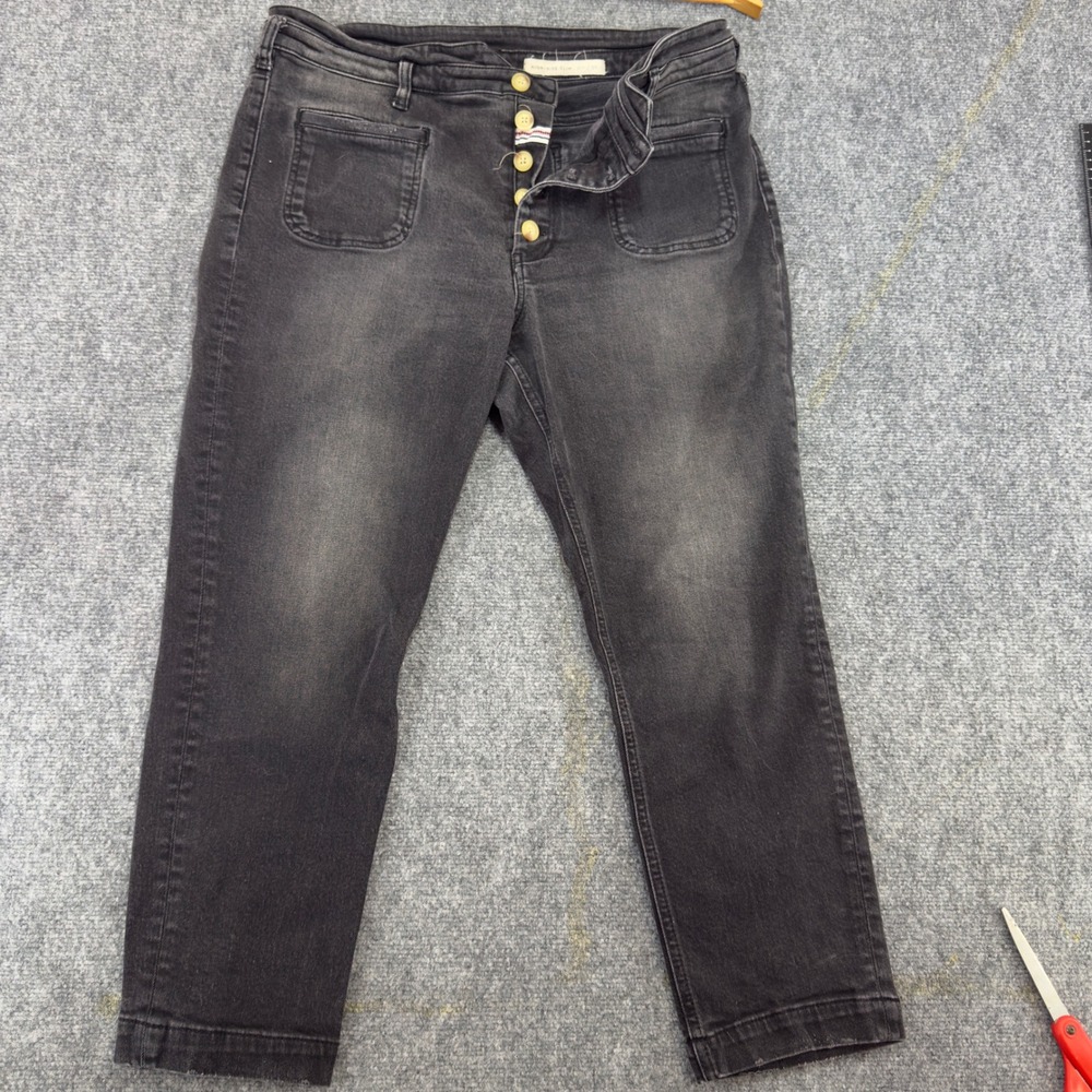 Pilcro and the Letterpress High-Rise Slim Jeans Faded Black Size 32
